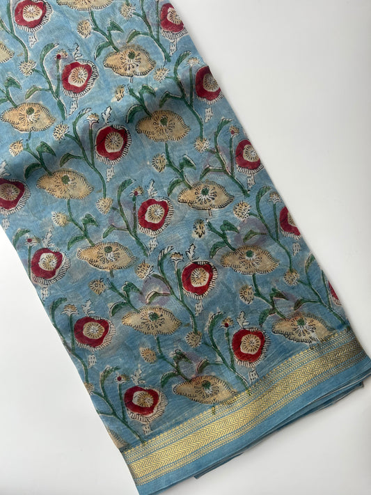 Blue Maheshwari silk saree