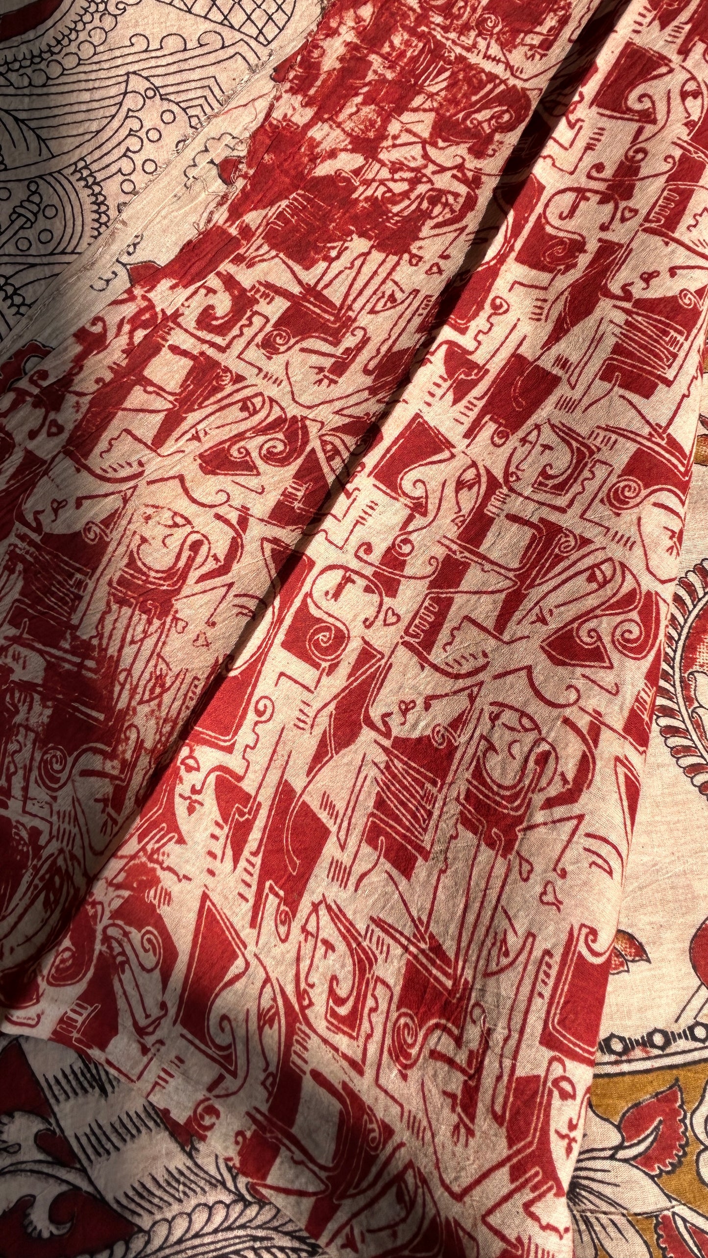 Beige floral kalamkari pure cotton saree-1
