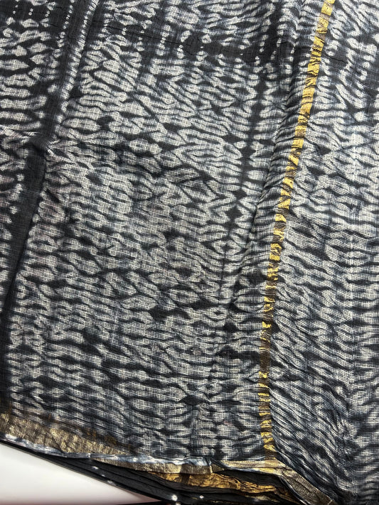 Black shibori Kota doria saree