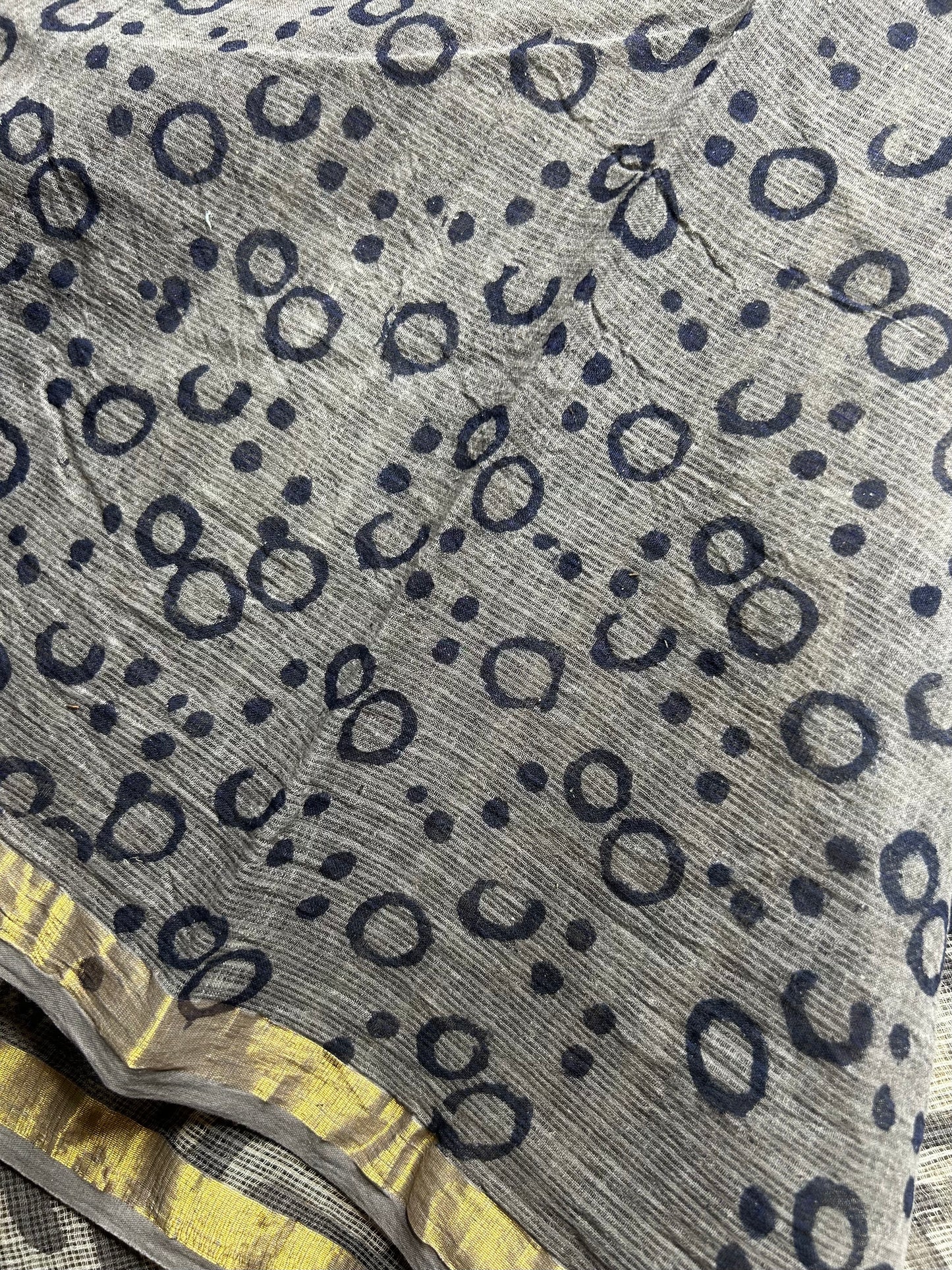 Beige Kota doria saree with mango motifs