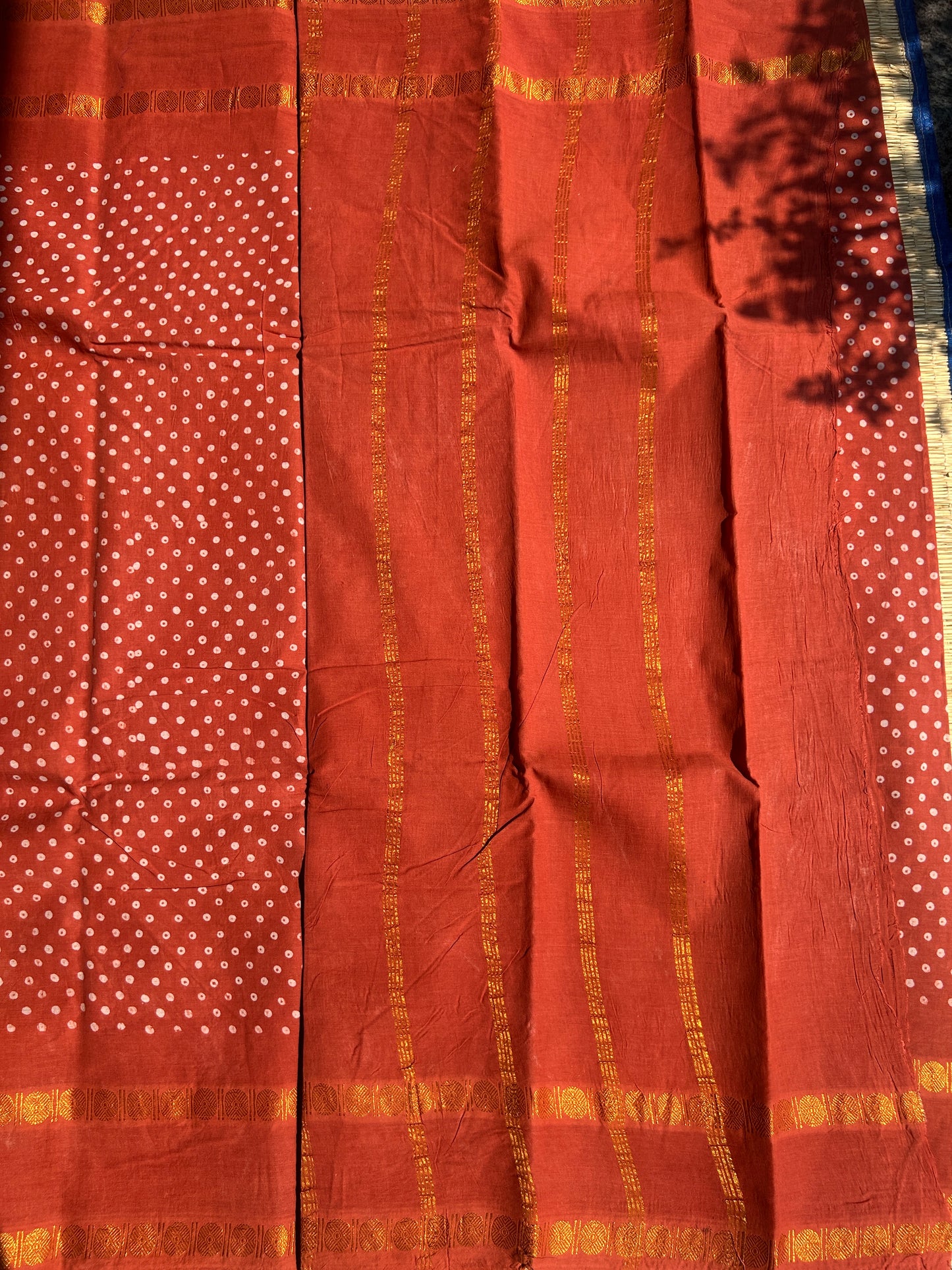 Sapota 120 count wax sungudi cotton saree (single dot)