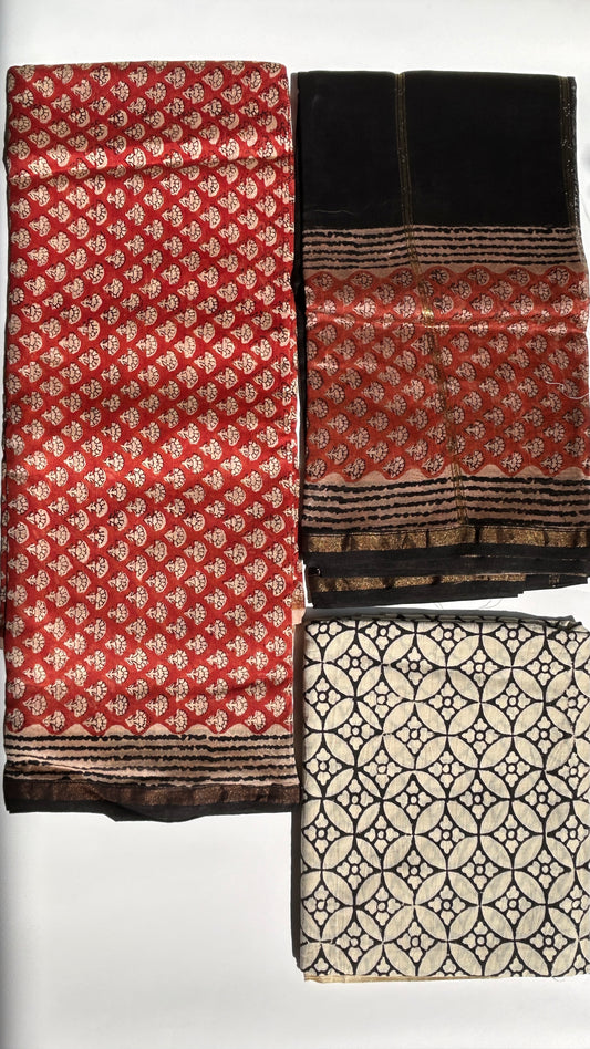 Red Chanderi silk suit set - unstitched