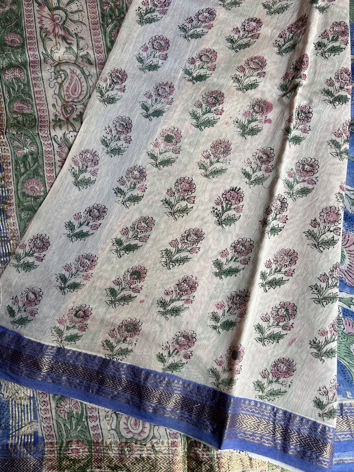 Purple floral Maheshwari silk saree