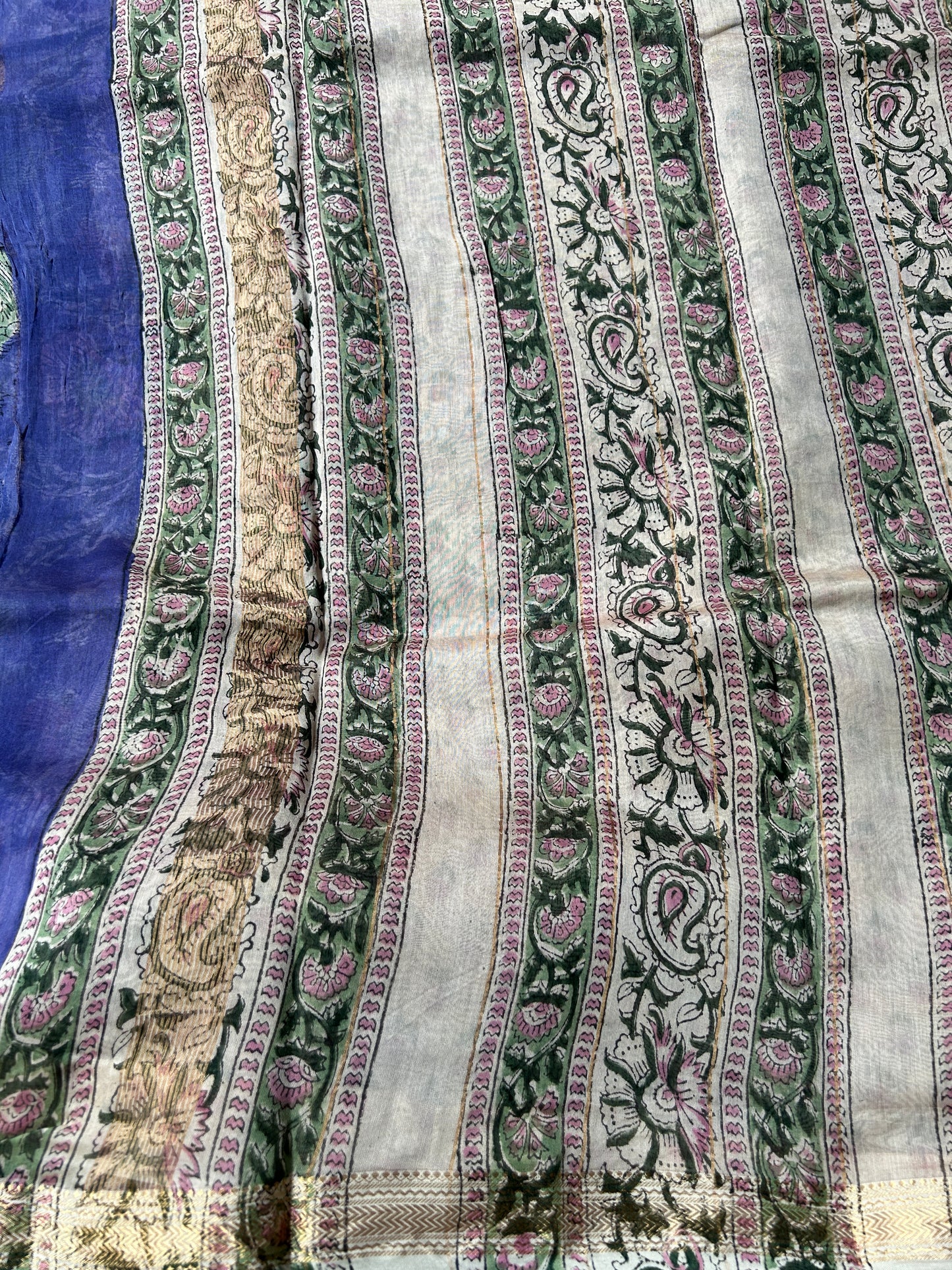 Purple floral Maheshwari silk saree