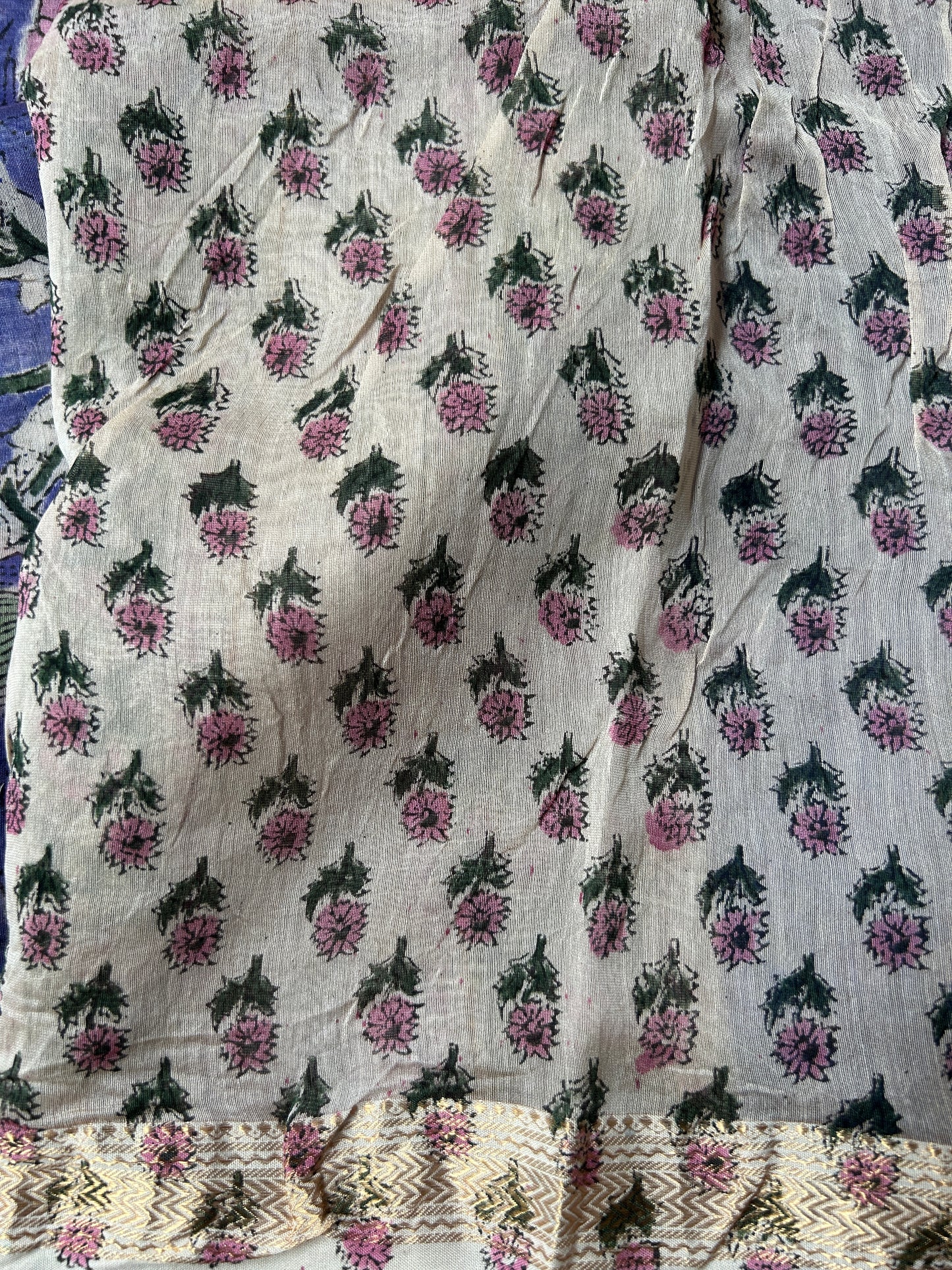 Purple floral Maheshwari silk saree