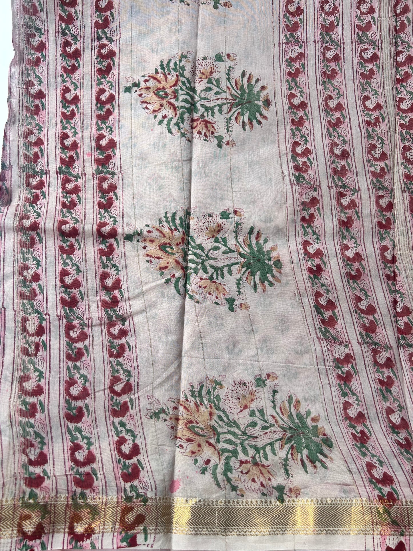 Peach floral Maheshwari silk saree