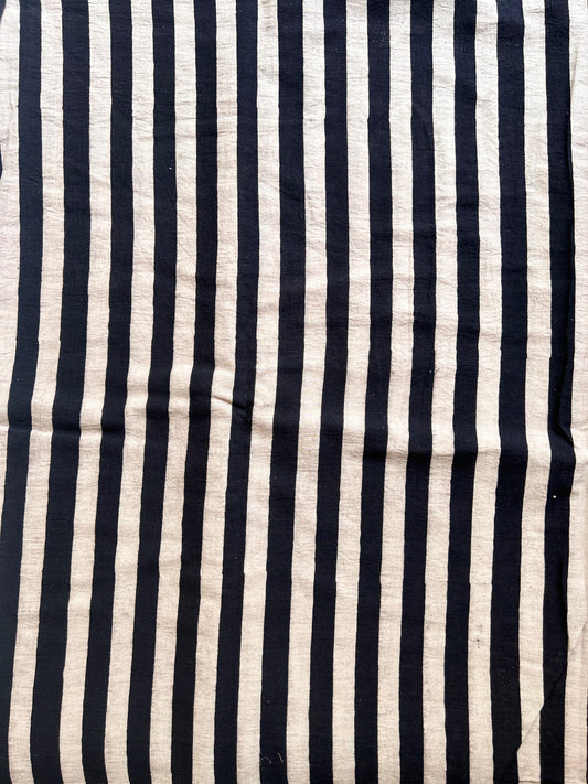 Natural dyed Black stripes Ajrakh cotton saree