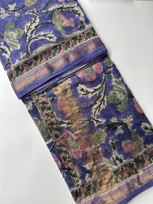 Purple floral Maheshwari silk saree