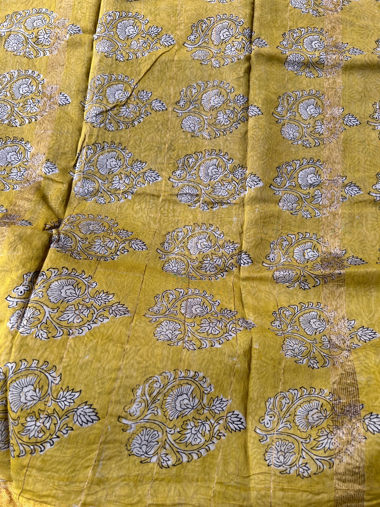 Black & yellow Maheshwari silk saree
