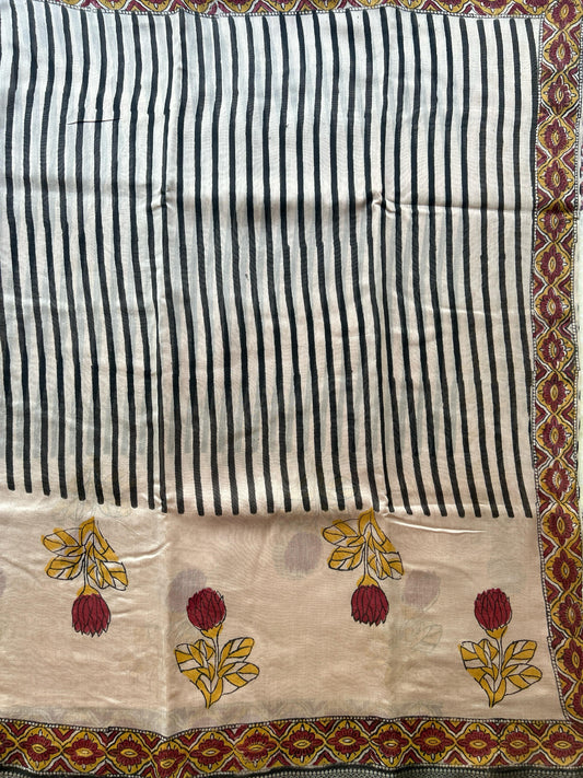 Black stripes Maheshwari silk saree