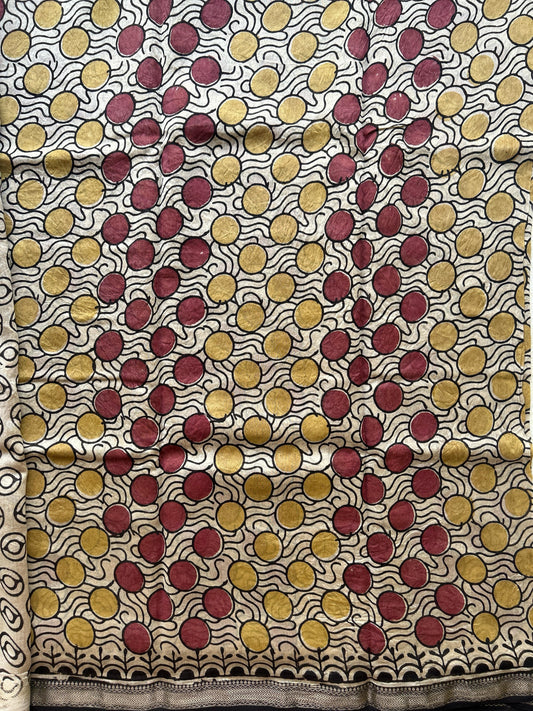 Geometric pattern Maheshwari silk saree