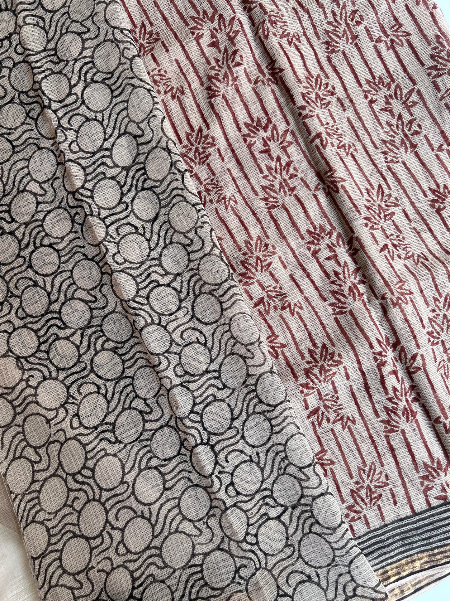 Rosy brown Ajrakh kota doria saree