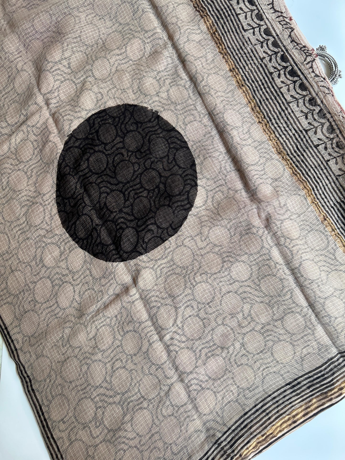 Rosy brown Ajrakh kota doria saree