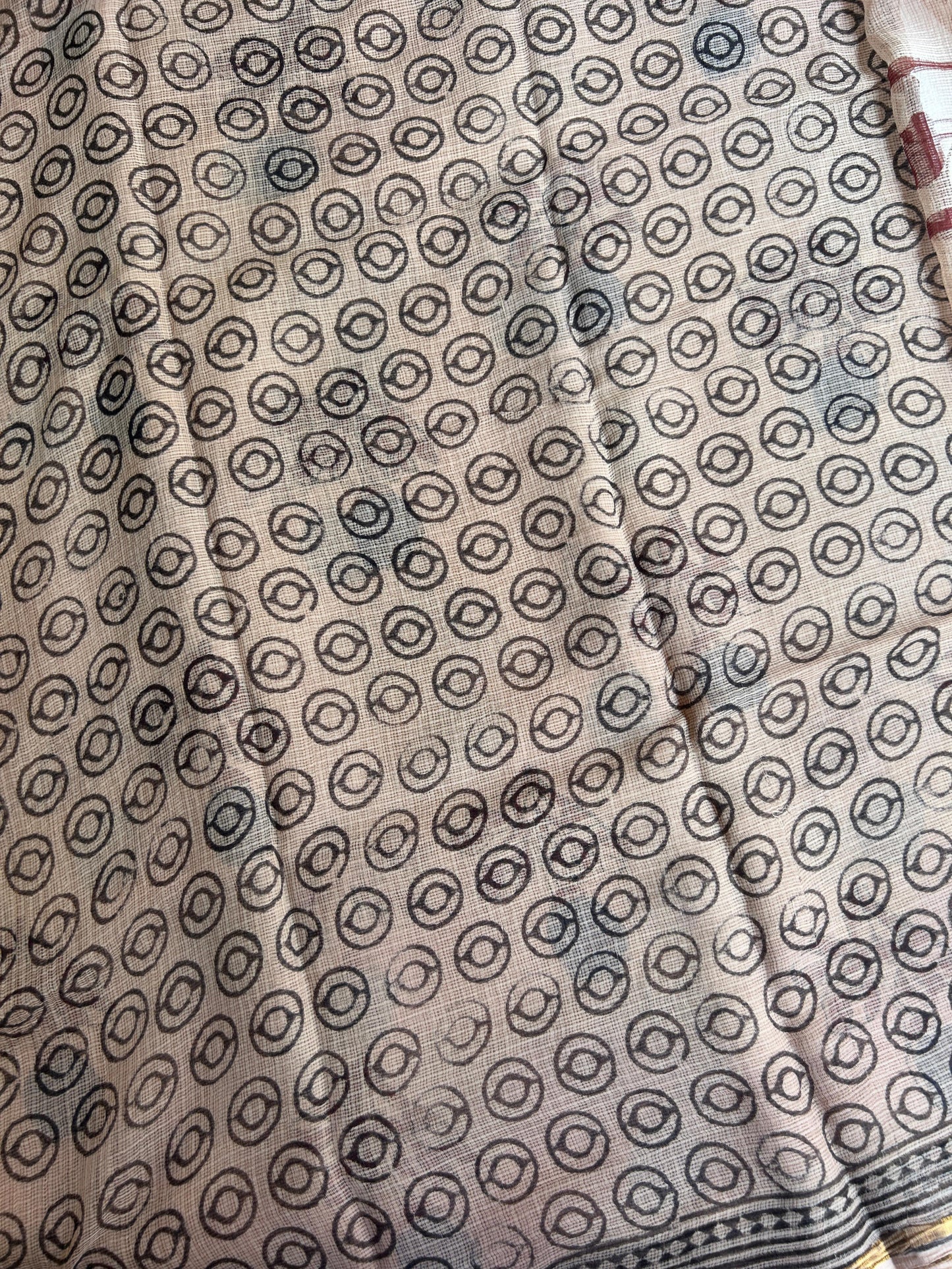 Rosy brown Ajrakh motif kota doria saree