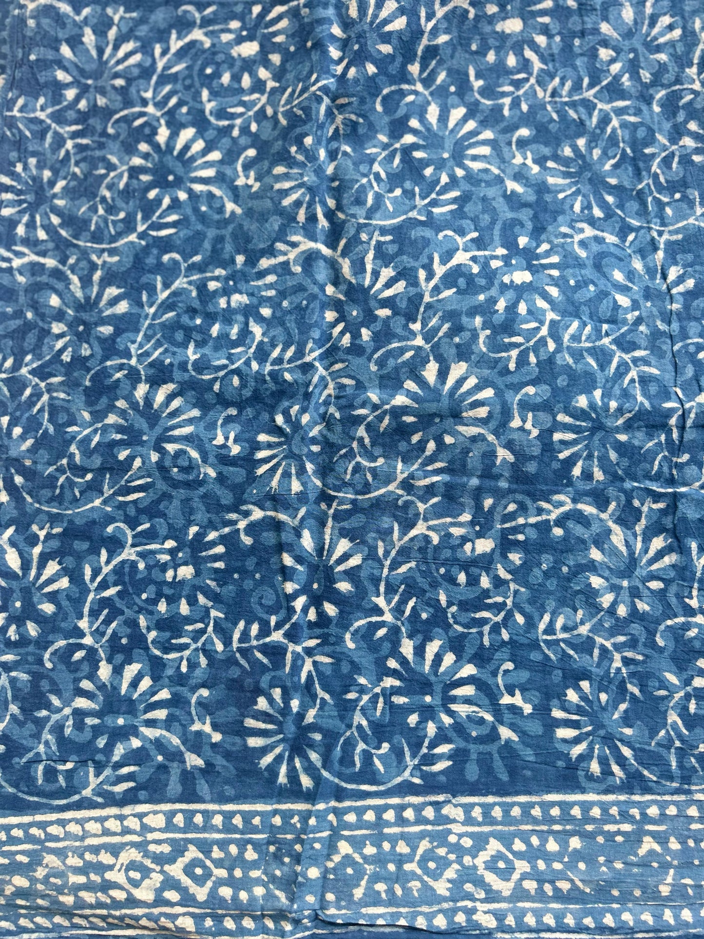 Indigo blockprint mul cotton saree - 1
