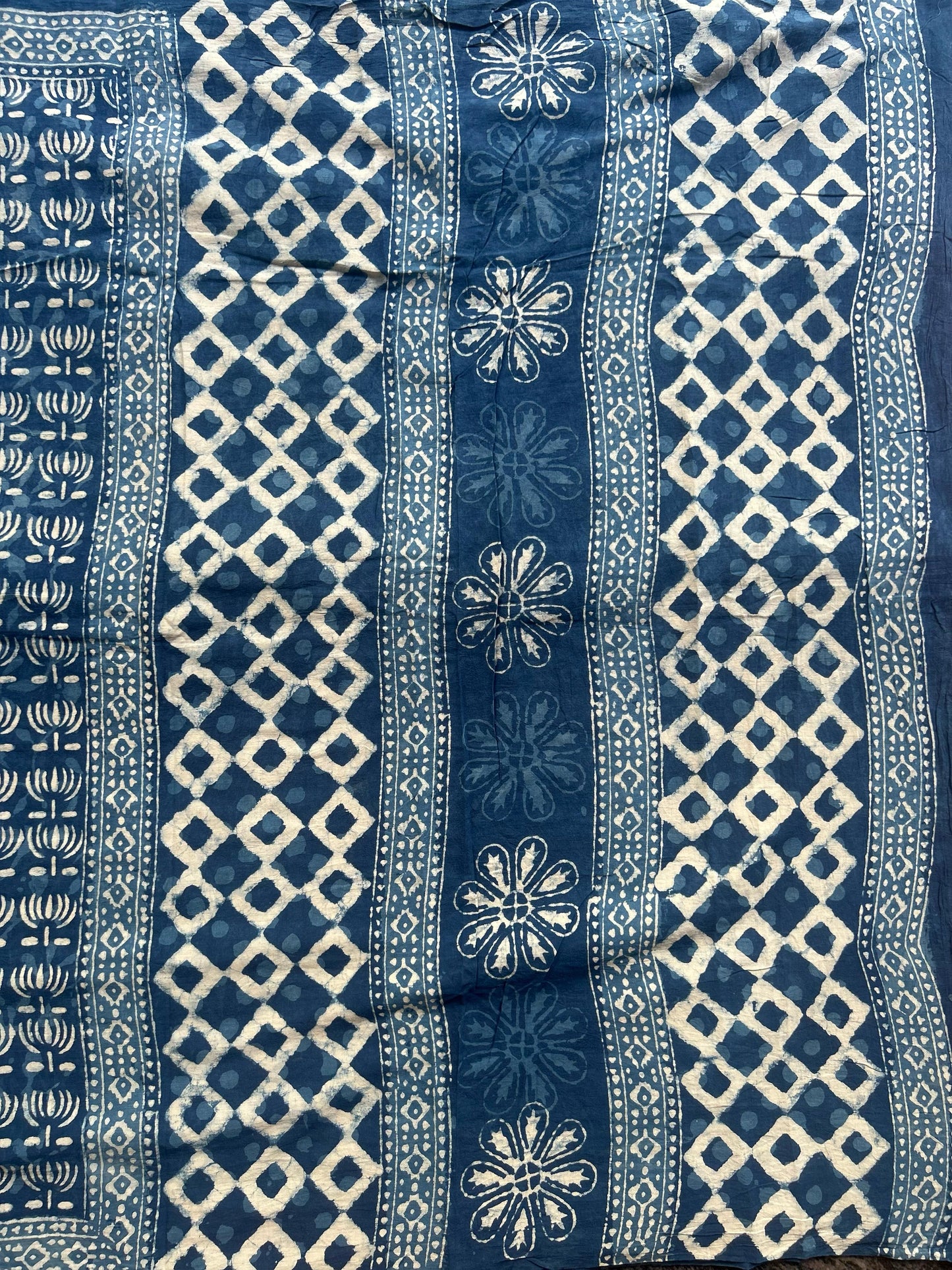 Indigo blockprint mul cotton saree - 2