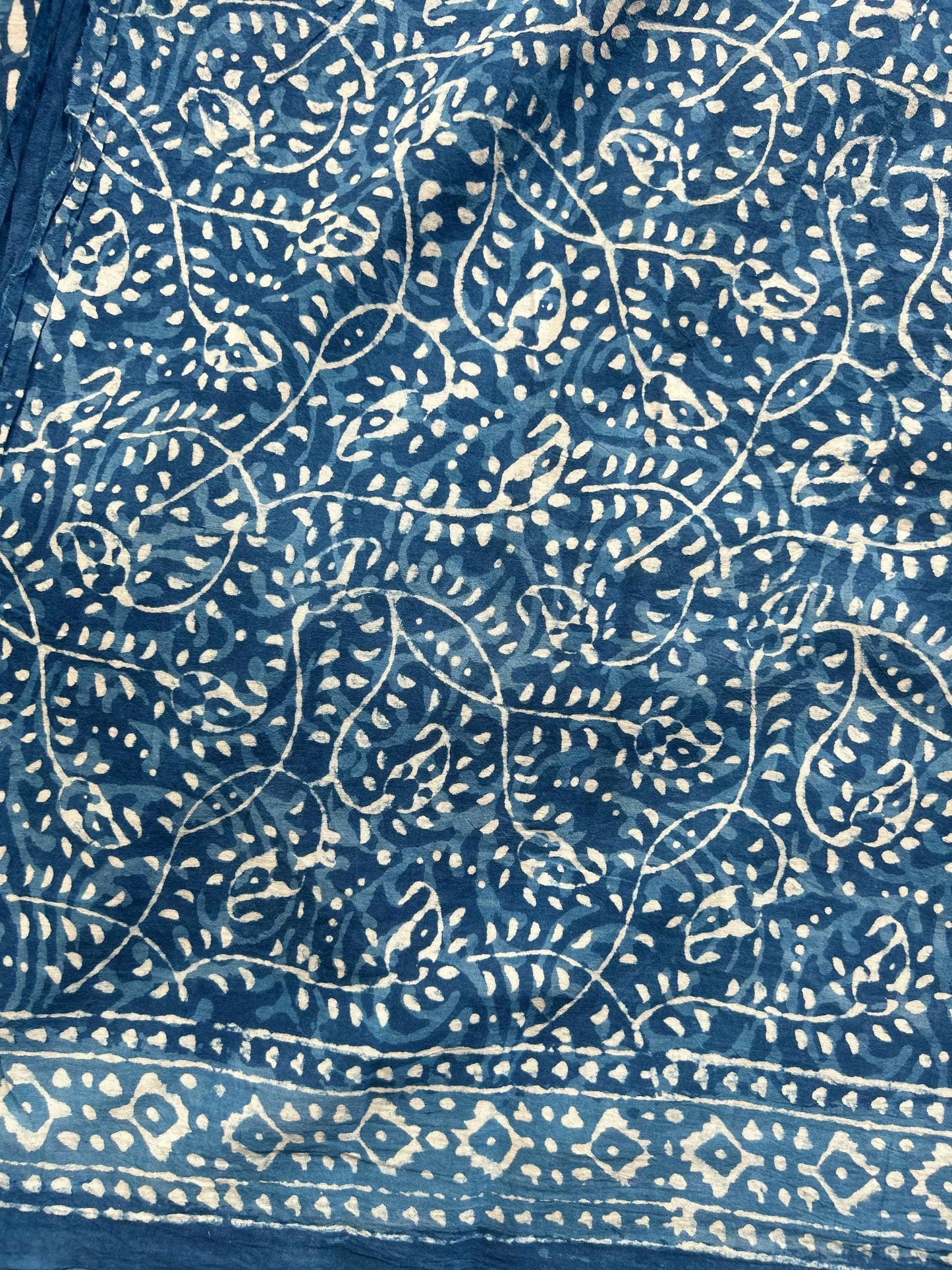 Indigo blockprint mul cotton saree - 2