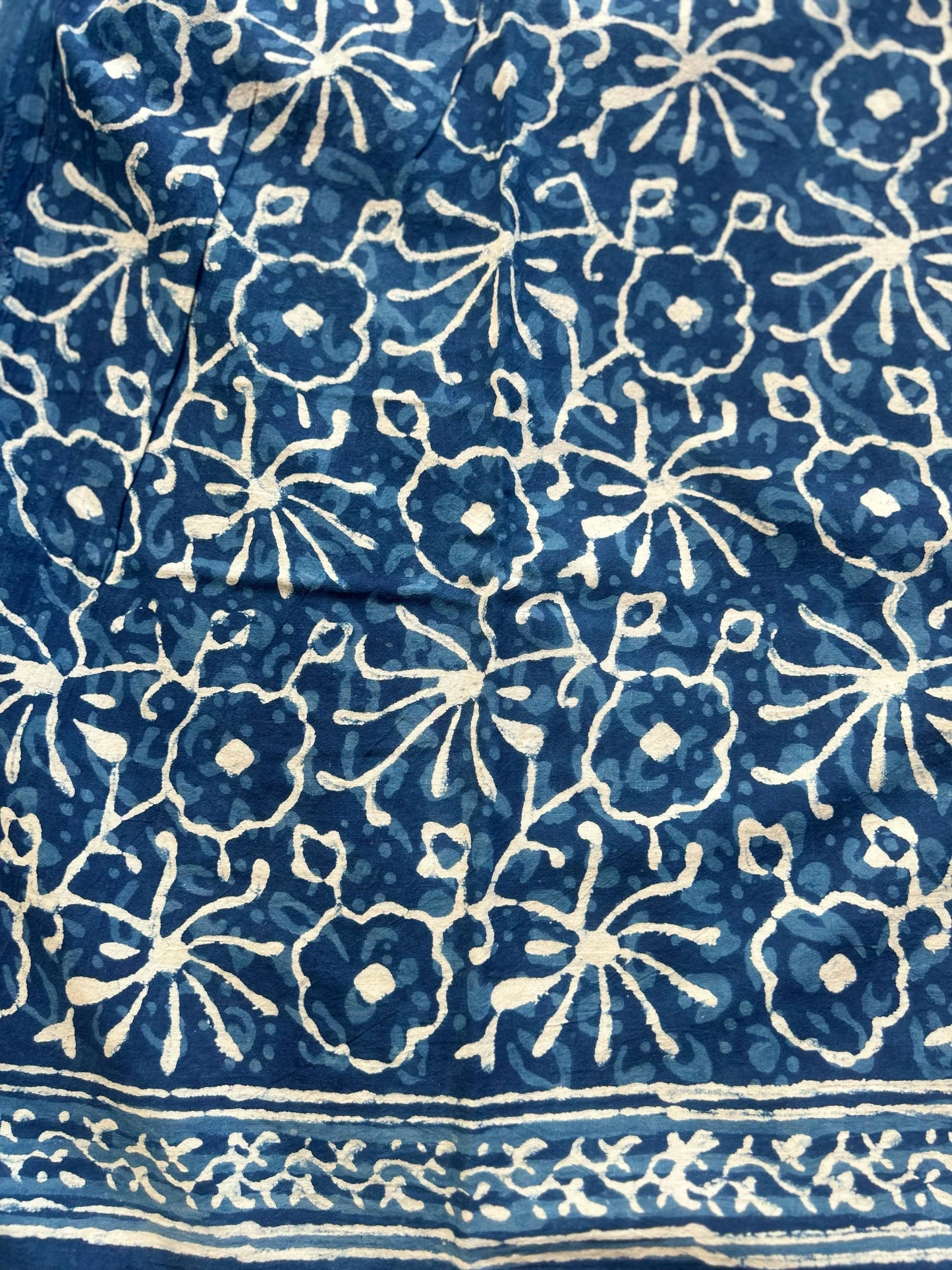 Indigo blockprint mul cotton saree - 3