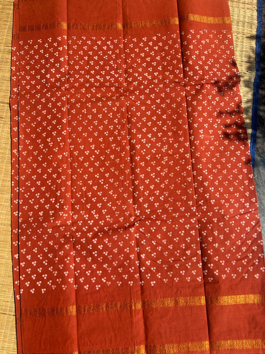 Sapota 120 count wax sungudi cotton saree (three dot)