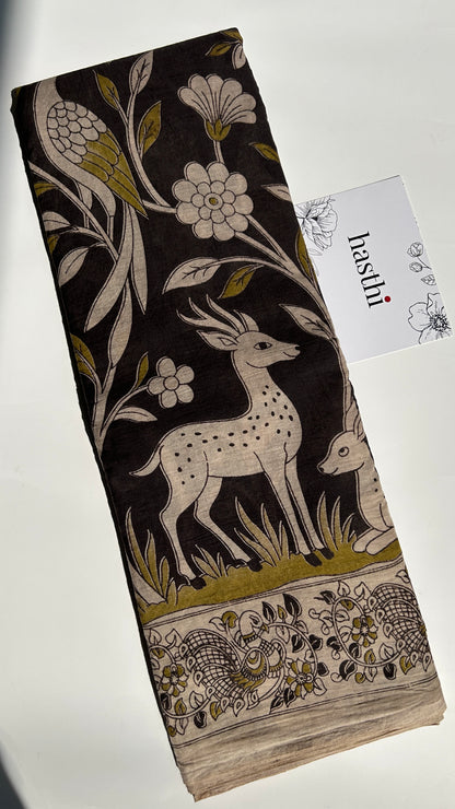 Black kalamkari pure cotton saree