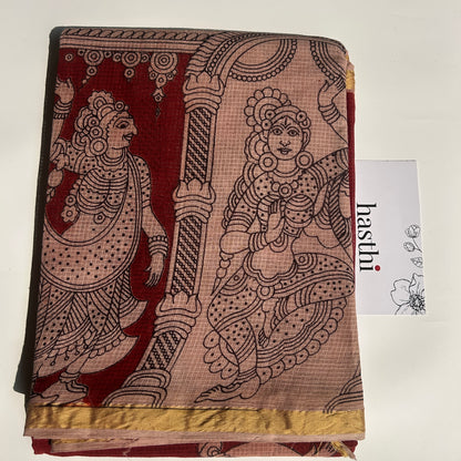 Red kalamkari kota cotton saree