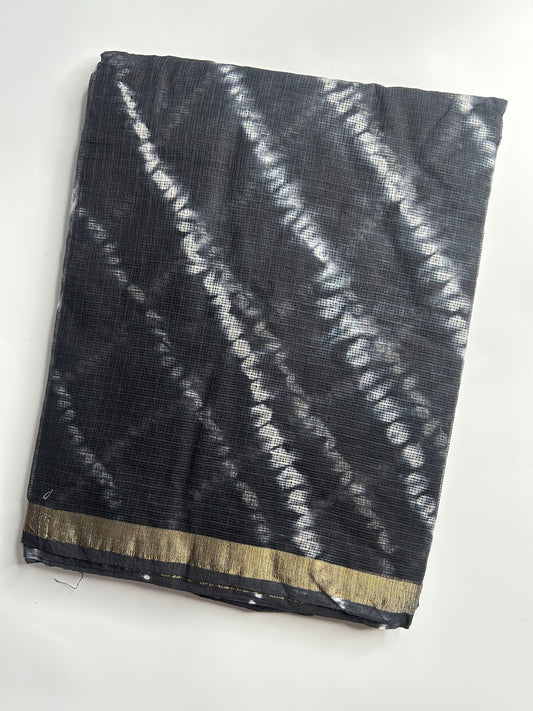 Black shibori Kota doria saree