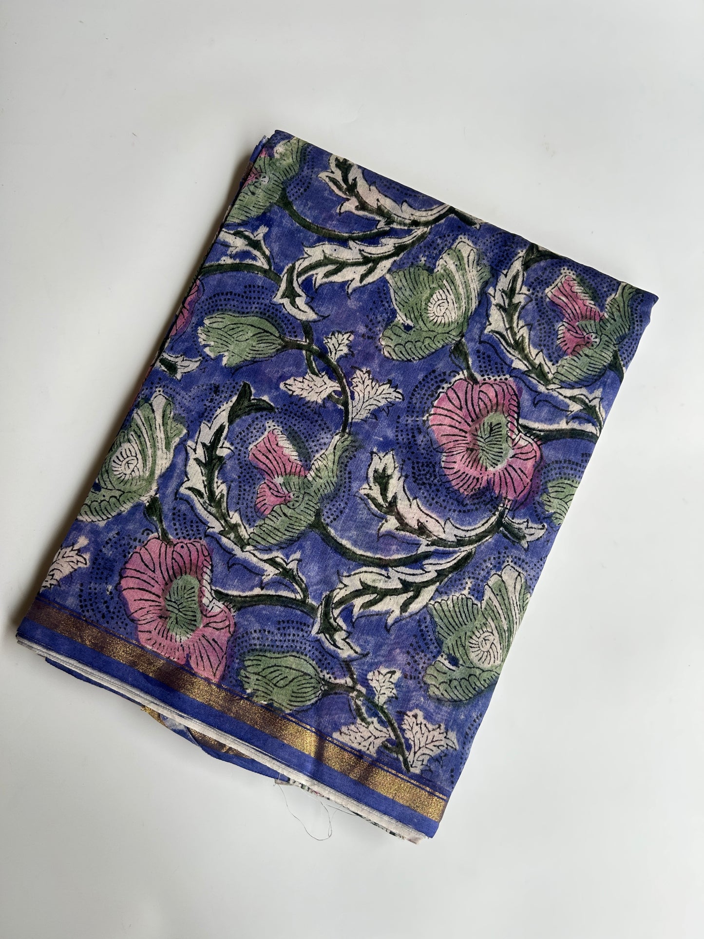 Lavender Chanderi silk saree with floral design