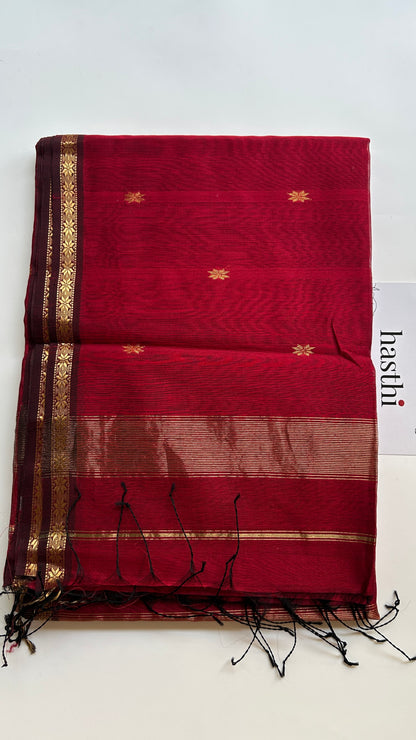 Maroon Maheshwari handloom saree