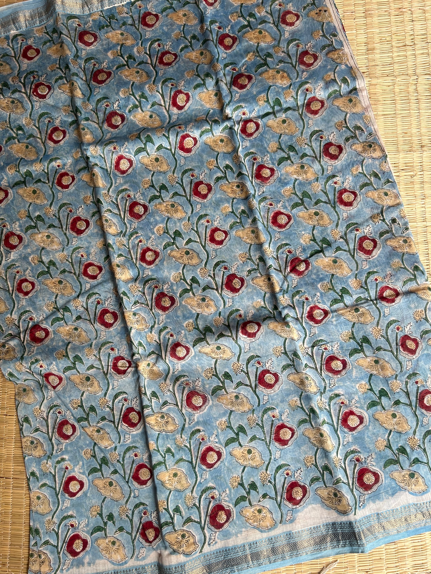 Blue Maheshwari silk saree