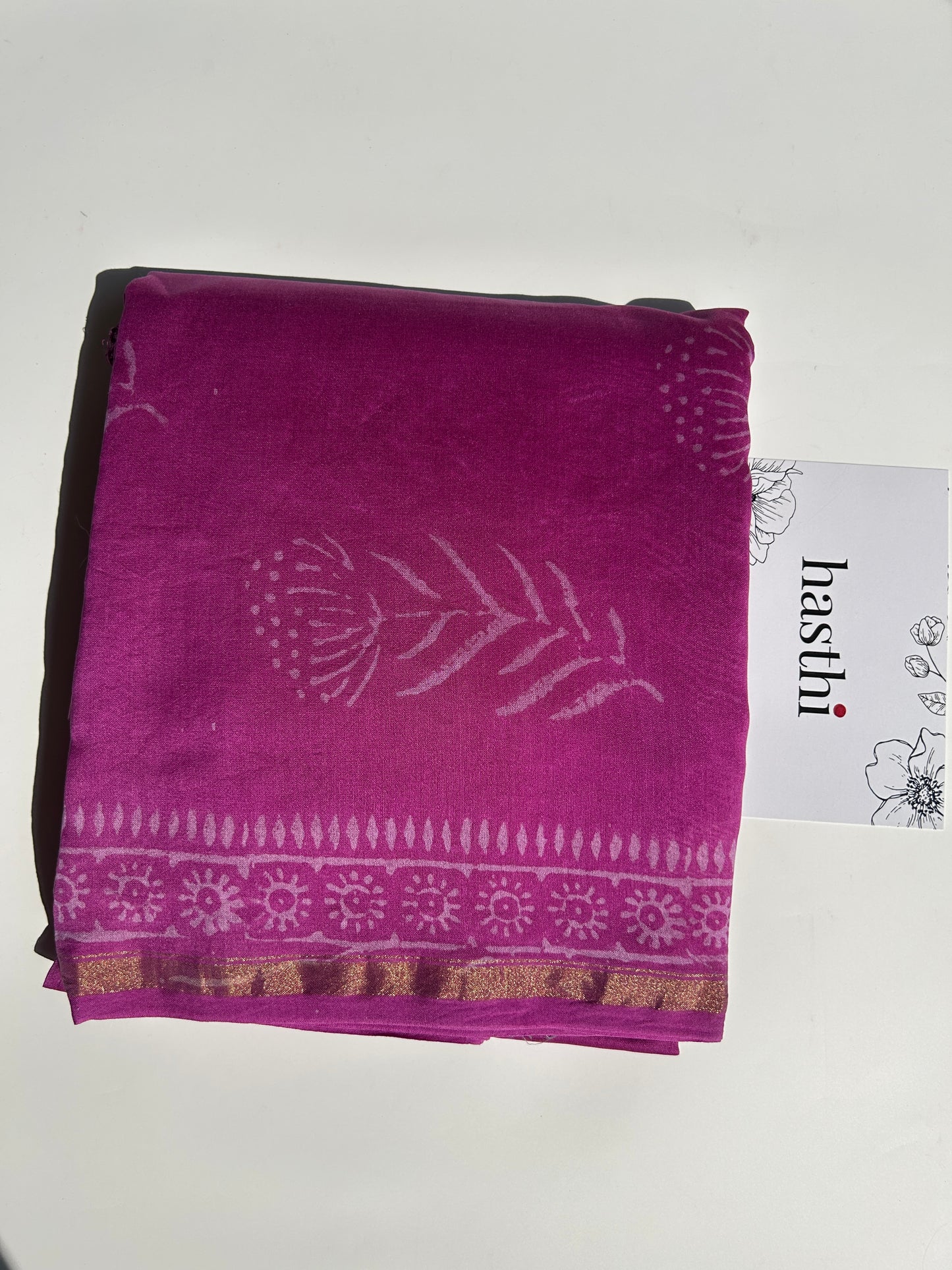 pink and grey Chanderi silk suit set - unstitched