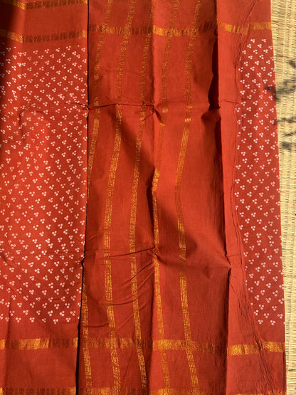Sapota 120 count wax sungudi cotton saree (three dot)