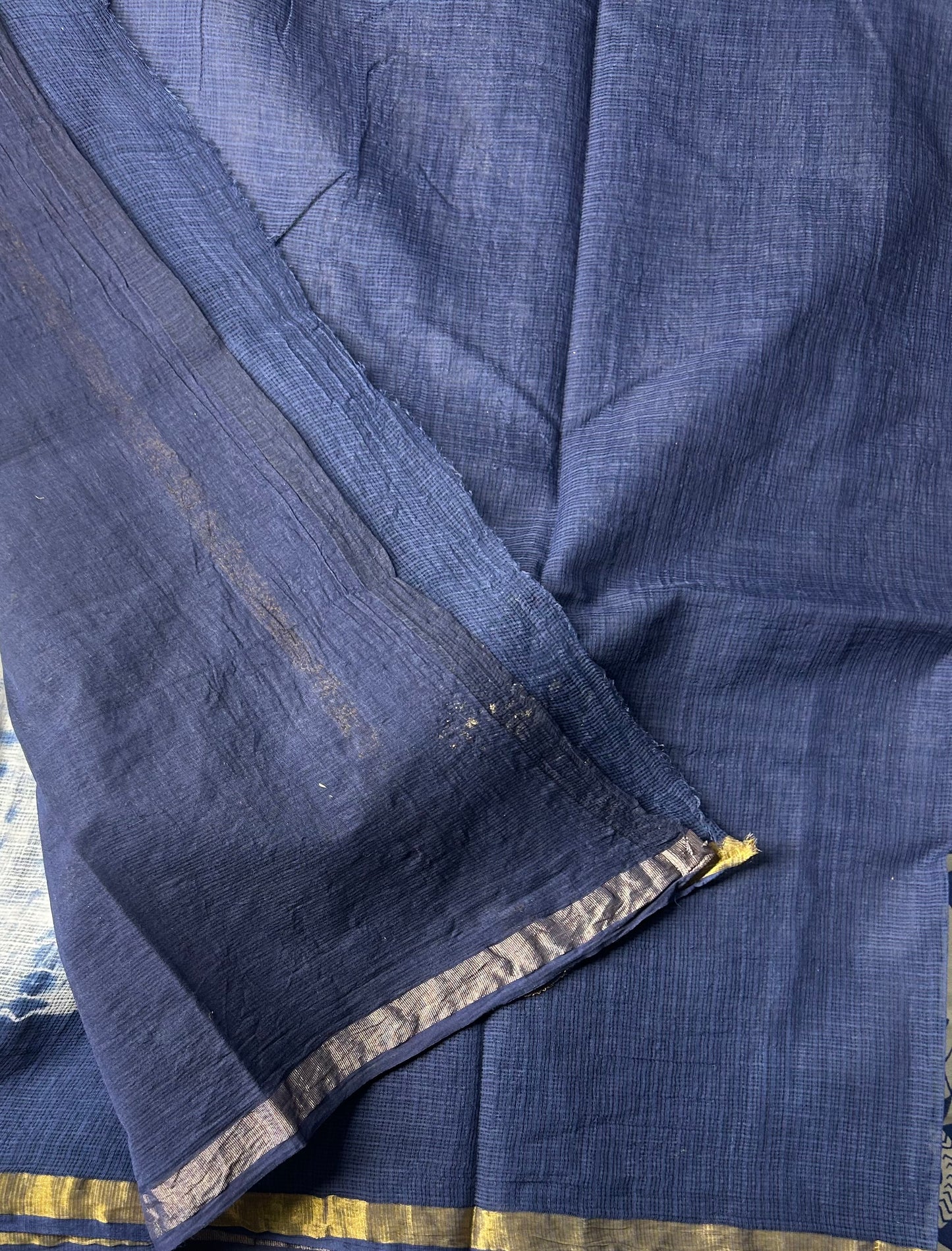 White blue shibori Kota doria saree