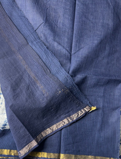 White blue shibori Kota doria saree