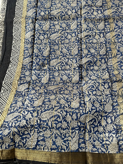 Mustard yellow Maheshwari silk saree