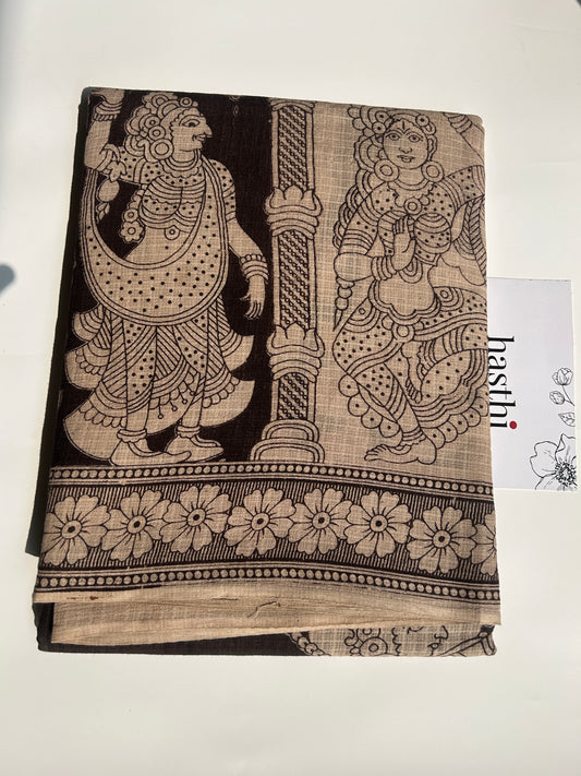 Black kalamkari kota cotton saree