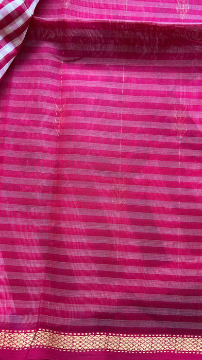 Pink checks Maheshwari handloom saree