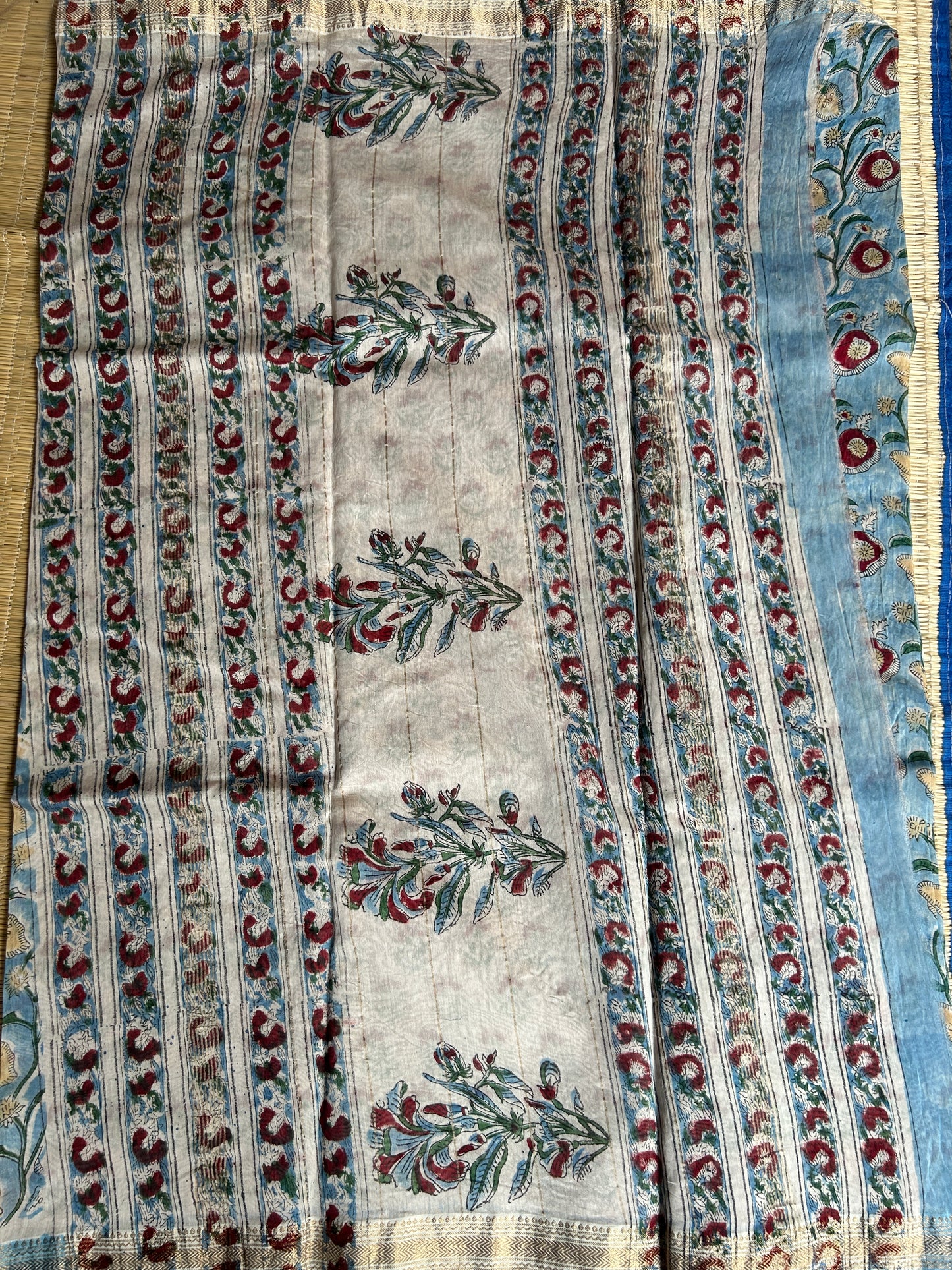 Blue Maheshwari silk saree
