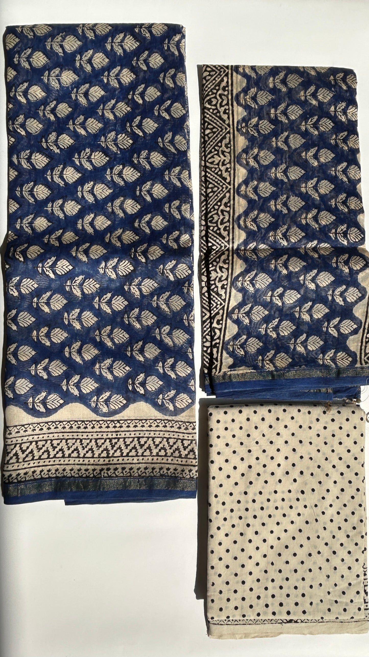 Navy Blue Chanderi silk suit set - unstitched