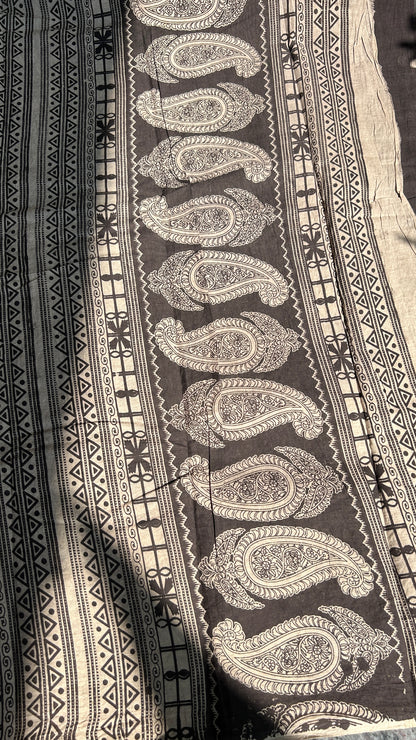 Black kalamkari pure cotton saree