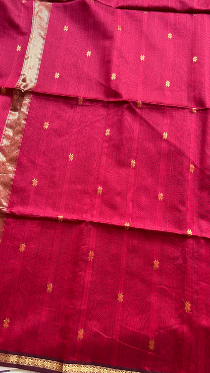 Maroon Maheshwari handloom saree