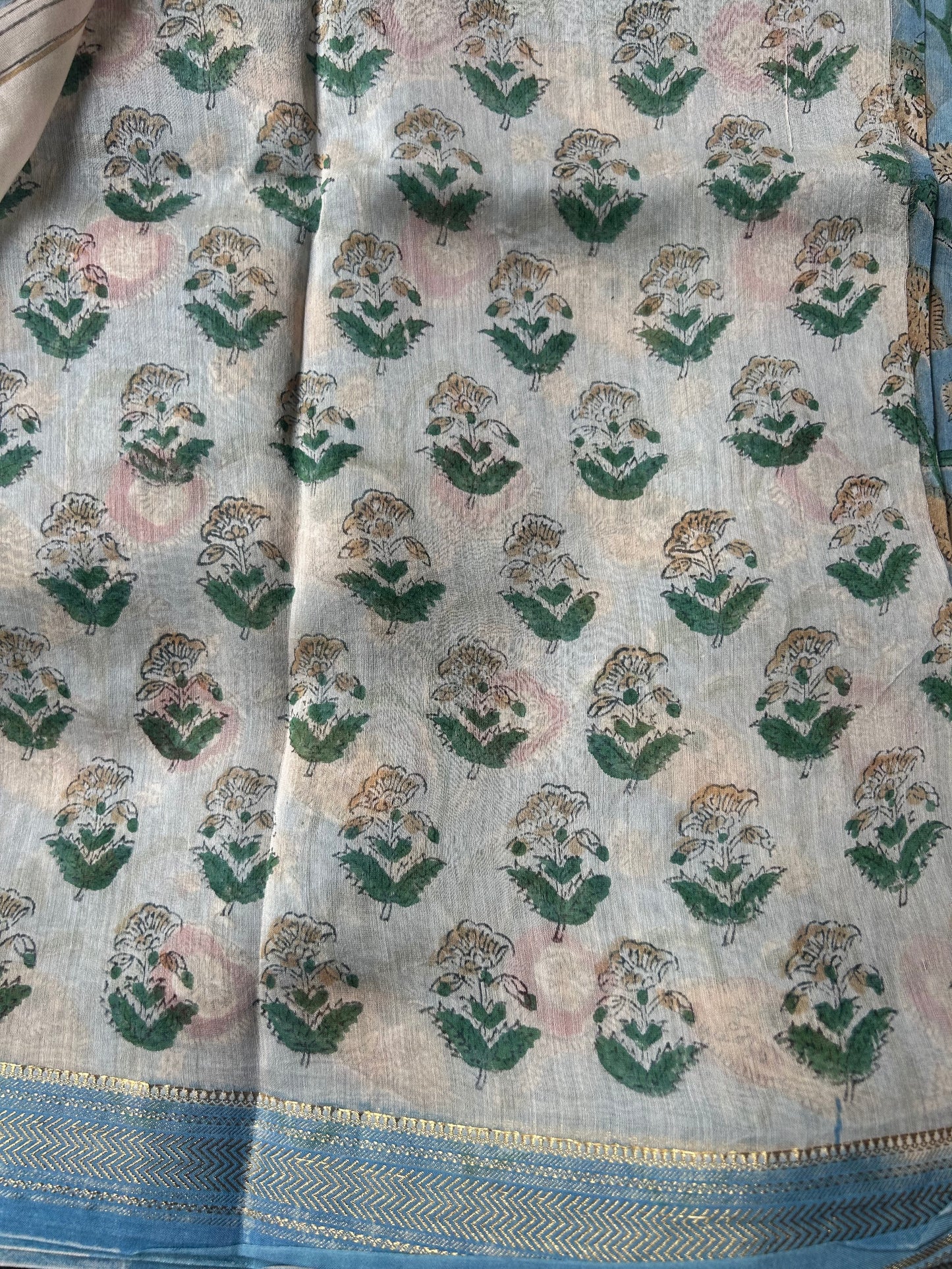 Blue Maheshwari silk saree