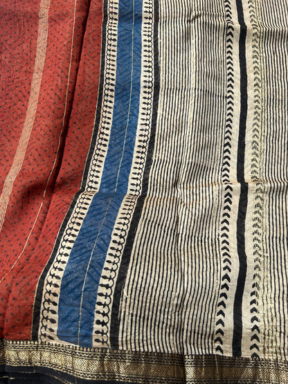 Elephant motif Maheshwari silk saree