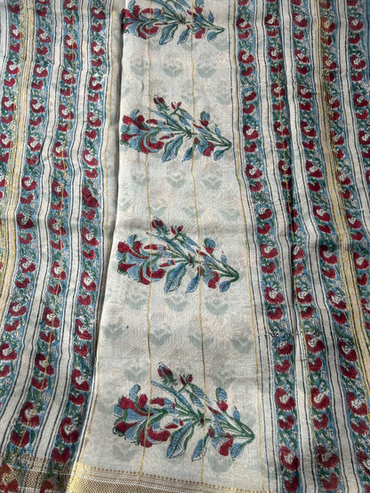Blue Maheshwari silk saree