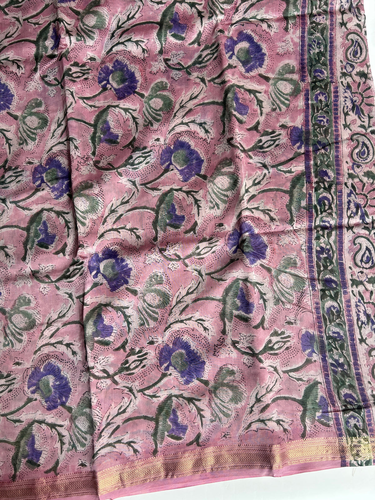Carnation pink Maheshwari silk saree