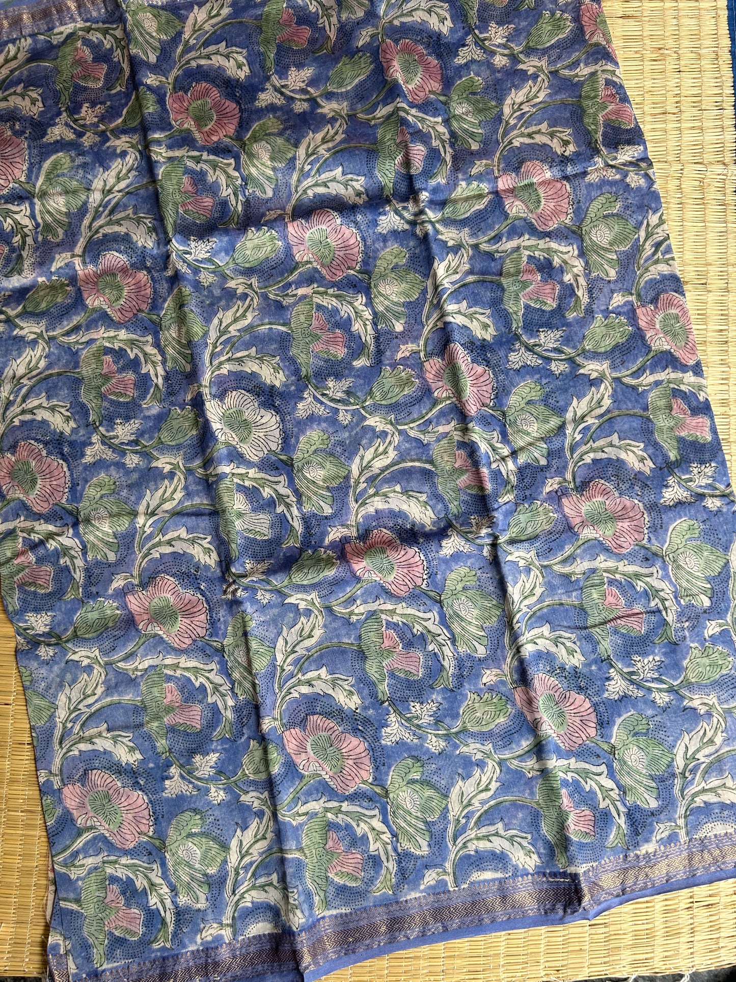 Purple floral Maheshwari silk saree