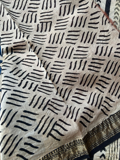 Elephant motif Maheshwari silk saree