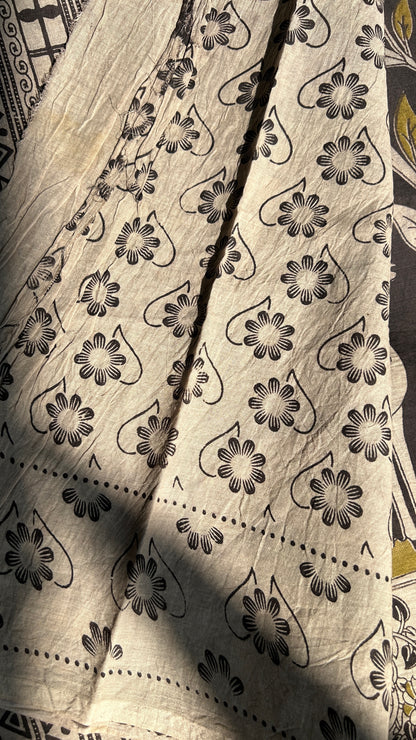 Black kalamkari pure cotton saree