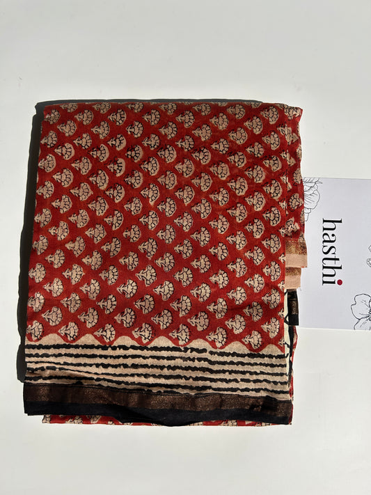 Red Chanderi silk suit set - unstitched