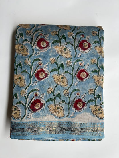 Blue Maheshwari silk saree