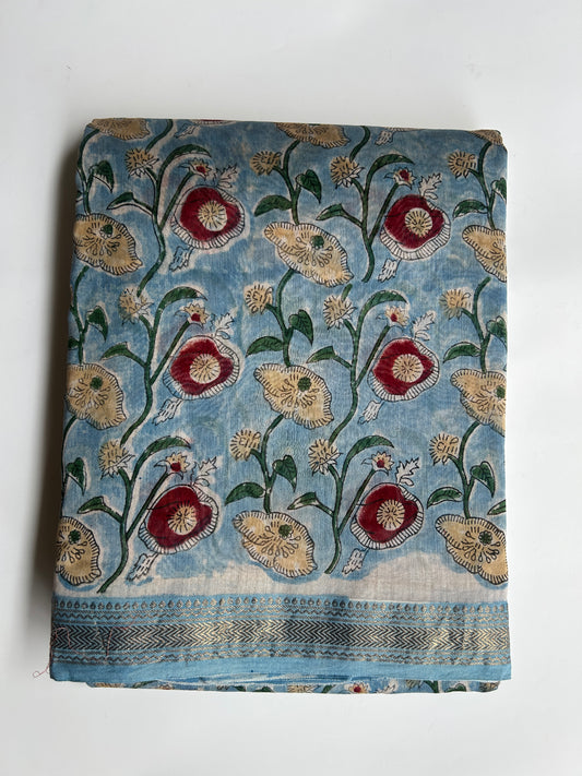 Blue Maheshwari silk saree